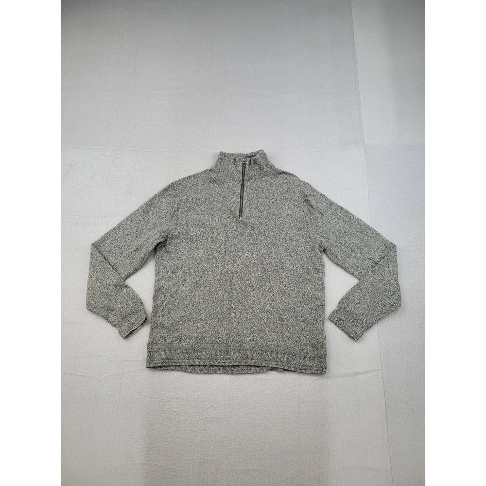 J Crew Men Sweater M Gray 1/4 Zip Pullover Knit Wool Blend Long Sleeve Casual